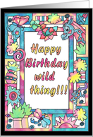 Colorful Jungle Frame, Happy Birthday Wild Thing card