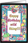 Colorful Jungle Frame, Happy Birthday Wild Thing card
