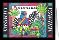 Cute Jungle Greeting Zebra, Get better soon card