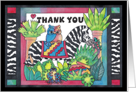 Cute Jungle Zebra, thank you note card