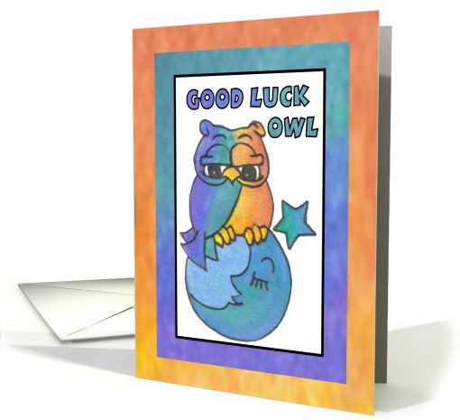 Blue Moon Baby Owl Greetings ,good luck card (807172)