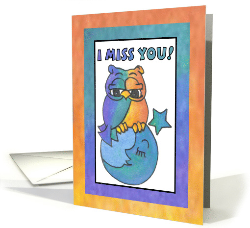 Blue Moon Baby Owl Greetings , I miss you card (807199)