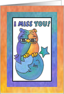 Blue Moon Baby Owl Greetings , I miss you card