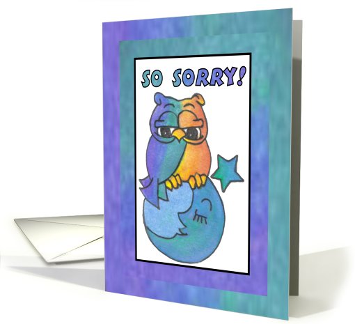 Blue Moon Baby Owl Greetings, so sorry card (807231)