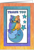 Blue Moon Baby Owl Greetings (thank you) card