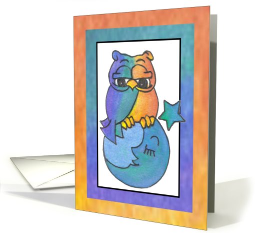 Blue Moon Baby Owl, any occasion greeting card (807292)