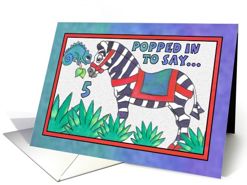 Little Zebra, Happy Birthday 5 yr old card (807636)
