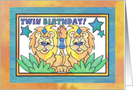 Little Lions, Happy Birthday Twins card