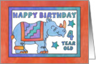 Rhino Baby Blue, Happy Birthday 4 yr old card
