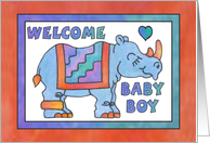 Rhino Baby Blue, Welcome Baby Boy card