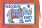 Rhino Baby Blue, Welcome Baby Boy card