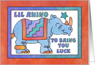 Rhino Baby Blue, Good Luck card