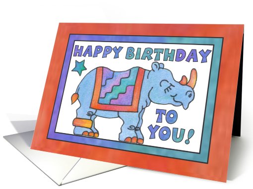Rhino Baby Blue, Happy Birthday card (808760)