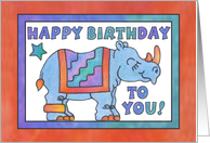 Rhino Baby Blue, Happy Birthday card