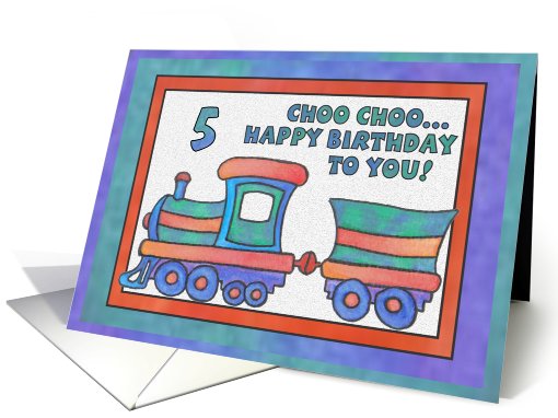 Blue Train, Happy Birthday 5yr old Choo Choo Train card (809274)