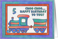 Blue Train, Happy Birthday 5yr old Choo Choo Train card