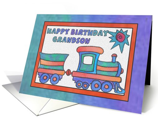 Blue Toy Train, Happy Birthday Grandson card (809323)