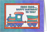 Blue Train, Choo Choo Happy Birthday card