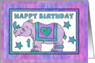 Rhino Baby Pink, Happy 1st Birthday card
