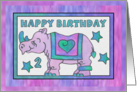 Rhino Baby Pink, Happy 2nd Birthday card