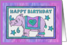 Rhino Baby Pink, Happy 6th Birthday card