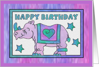 Rhino Baby Pink, General Birthday Greeting card