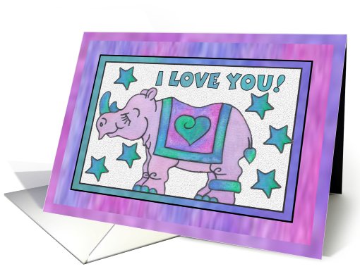 Rhino Baby Pink, I Love You card (810620)
