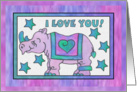 Rhino Baby Pink, I Love You card
