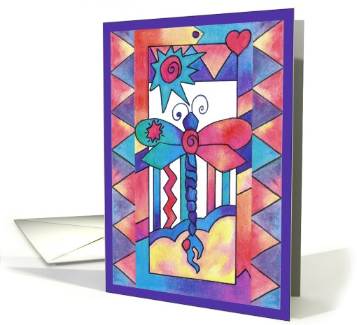 Bright Colorful Dragonfly ,Blank Greeting card (810649)
