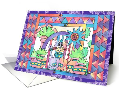 Colorful Cat, Welcome to the neighborhood card (811043)