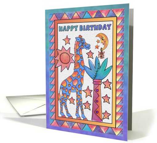 Blue Giraffe,Happy Birthday to my big brother card (811326)