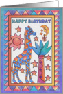 Blue Giraffe, General Happy Birthday Greeting card