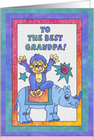 Blue Rhino and Monkey, to Best Grandpa, I love you card