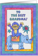 Blue Rhino and Monkey, to Best Grandma I love you card