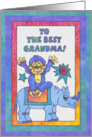 Blue Rhino and Monkey, to Best Grandma I love you card