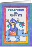 Blue Rhino and Monkey, Hi from your lil Monkey card