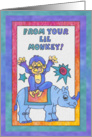 Blue Rhino and Monkey, Hi from your lil Monkey card