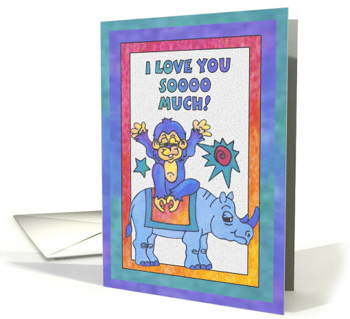 Blue Rhino and Monkey, Love you card (811558)