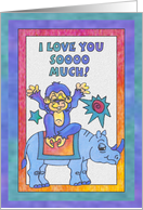 Blue Rhino and Monkey, Love you card
