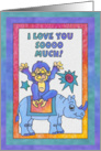 Blue Rhino and Monkey, Love you card