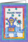Blue Rhino and Monkey, general Thank You card