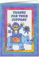 Blue Rhino and Monkey, Thanks for your support card