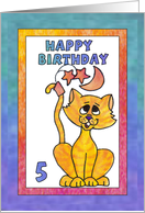 Yellow Moon Cat, Happy 5th Birthday card