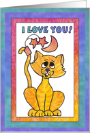 Yellow Moon Cat, I love you card