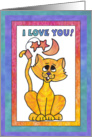 Yellow Moon Cat, I love you card