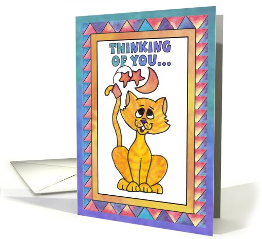 Yellow Moon Cat,Thinking of you card (811664)