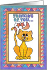 Yellow Moon Cat,Thinking of you card