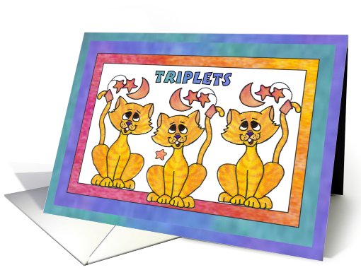 Three Yellow Moon Cats,Triplets card (811671)
