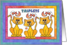 Three Yellow Moon Cats,Triplets card