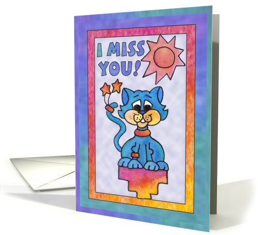 Blue Star Cat, I miss you card (812126)